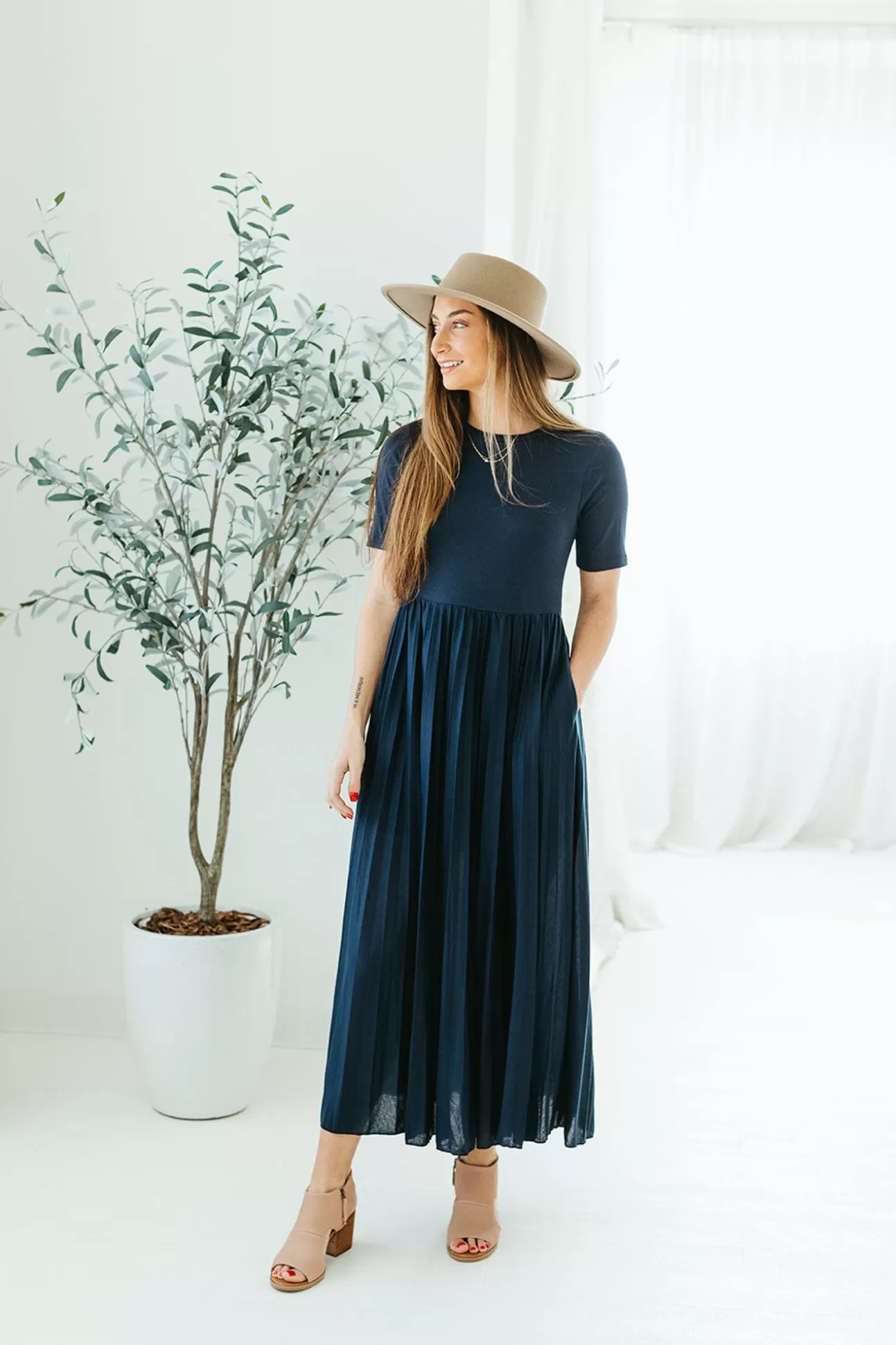 Joyce Pleated Dress | August Cloth Discount