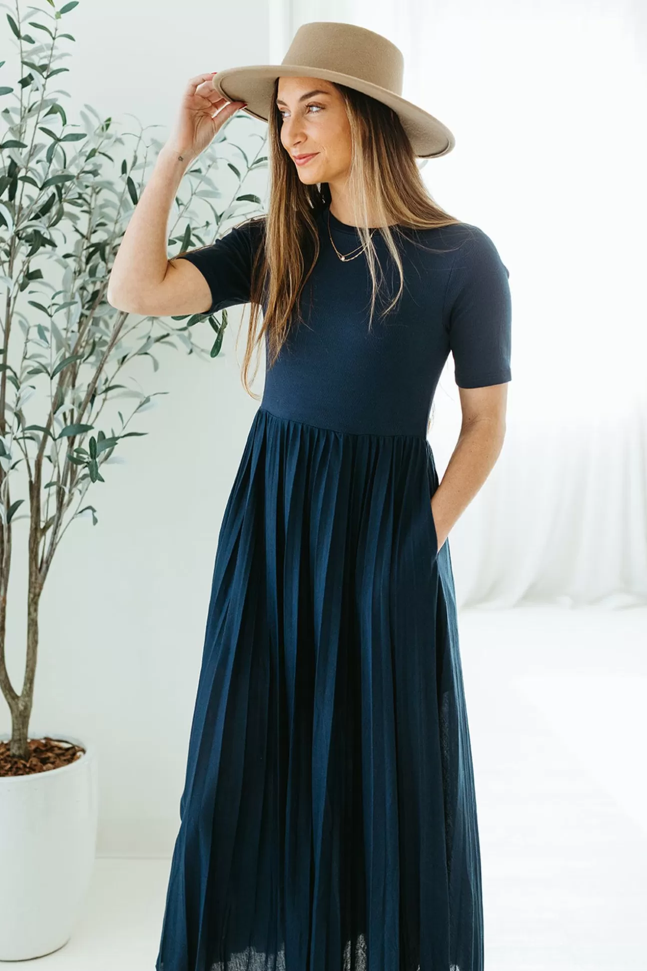 Joyce Pleated Dress | August Cloth Discount