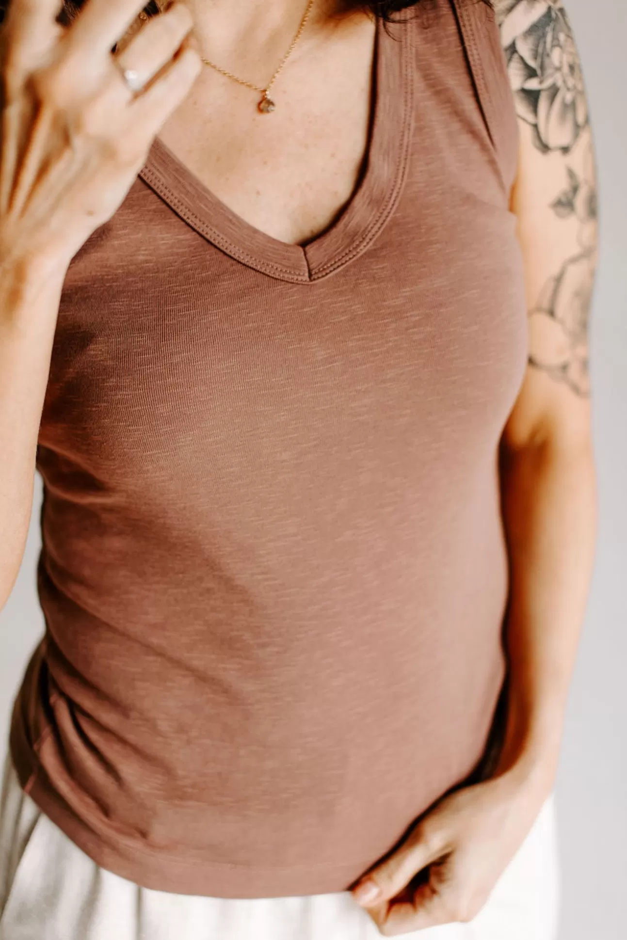 Tawny V-Neck Tank | August Cloth Clearance